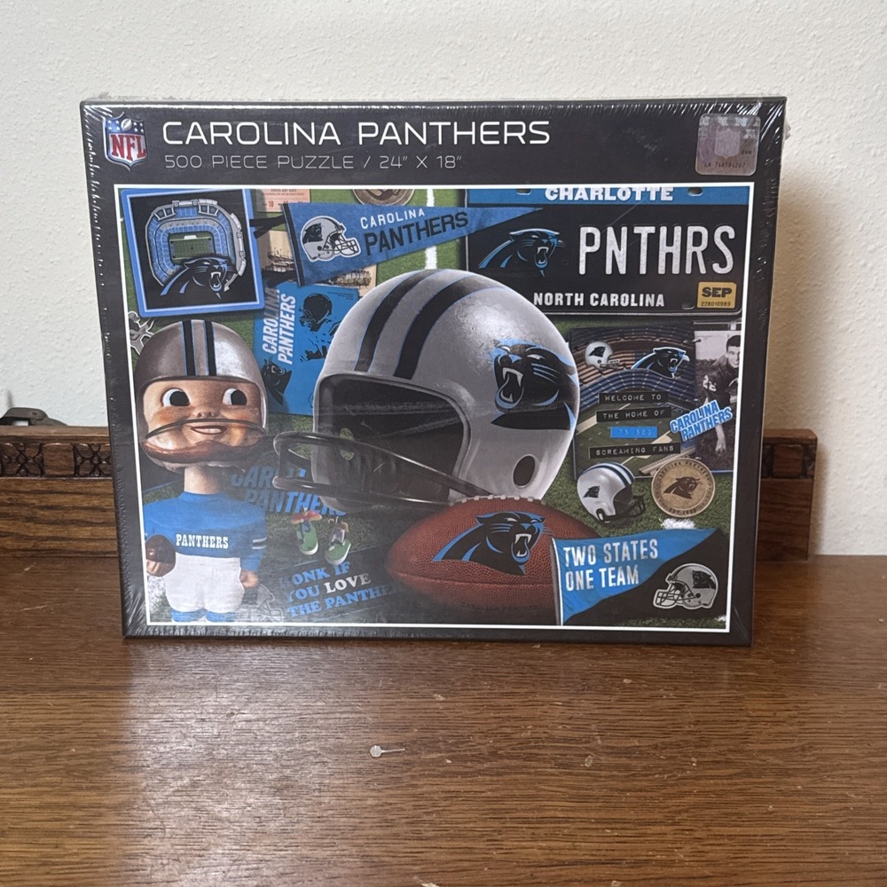 NFL Carolina Panthers Football Retro 500 Pieces Jigsaw Puzzle - NEW - SEALED